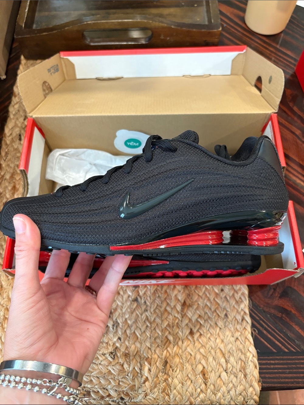 Nike Black & Red Shox Cushion Running Shoe